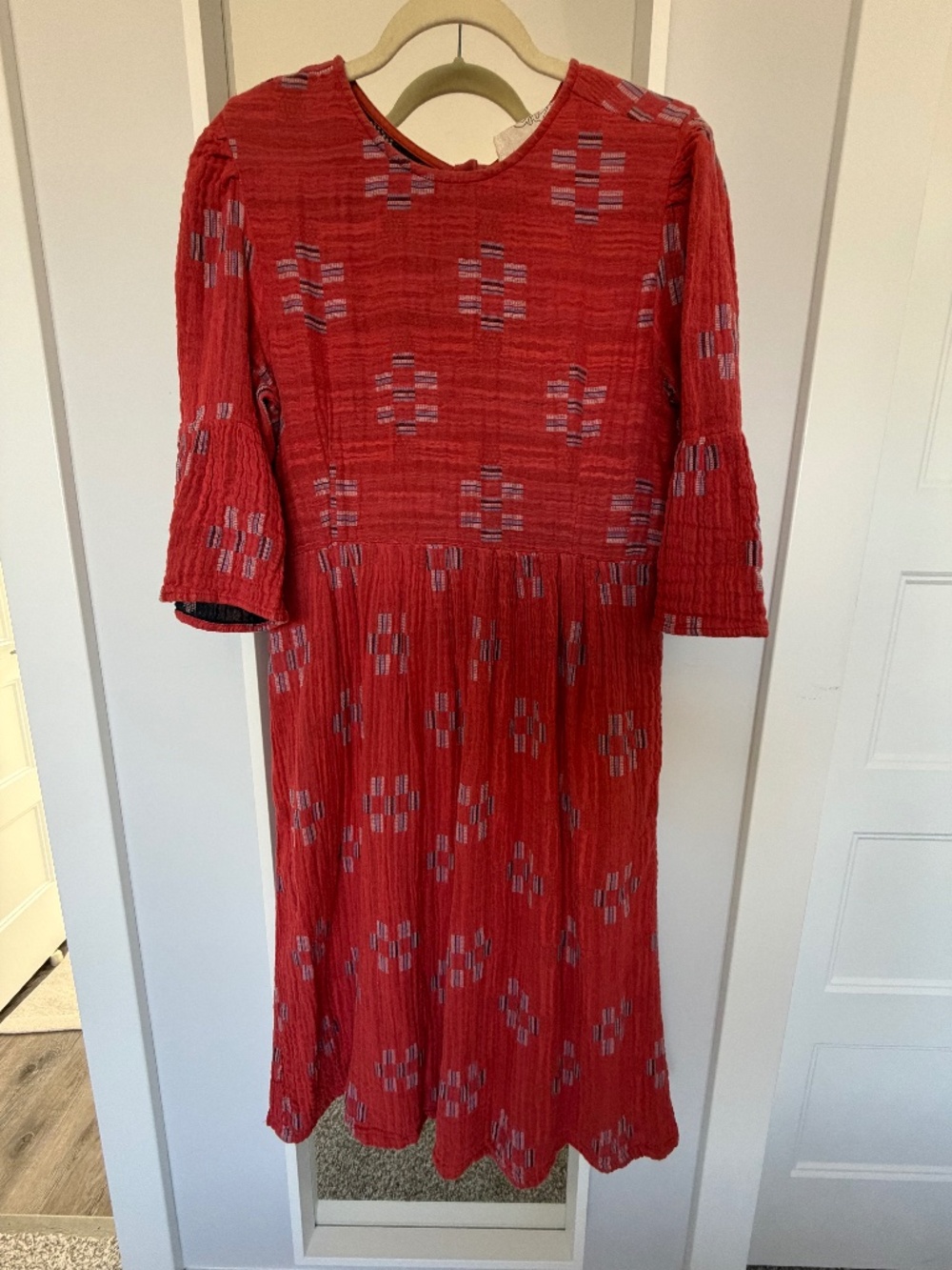 Ace & Jig Daze Dress Sriracha Red Woven Cotton Midi M Spring 2018